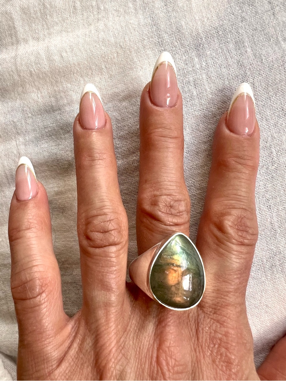 925 The PERFECT Rose Gold + Lime Flash Labradorite Ring! 10 - Picture 4 of 10